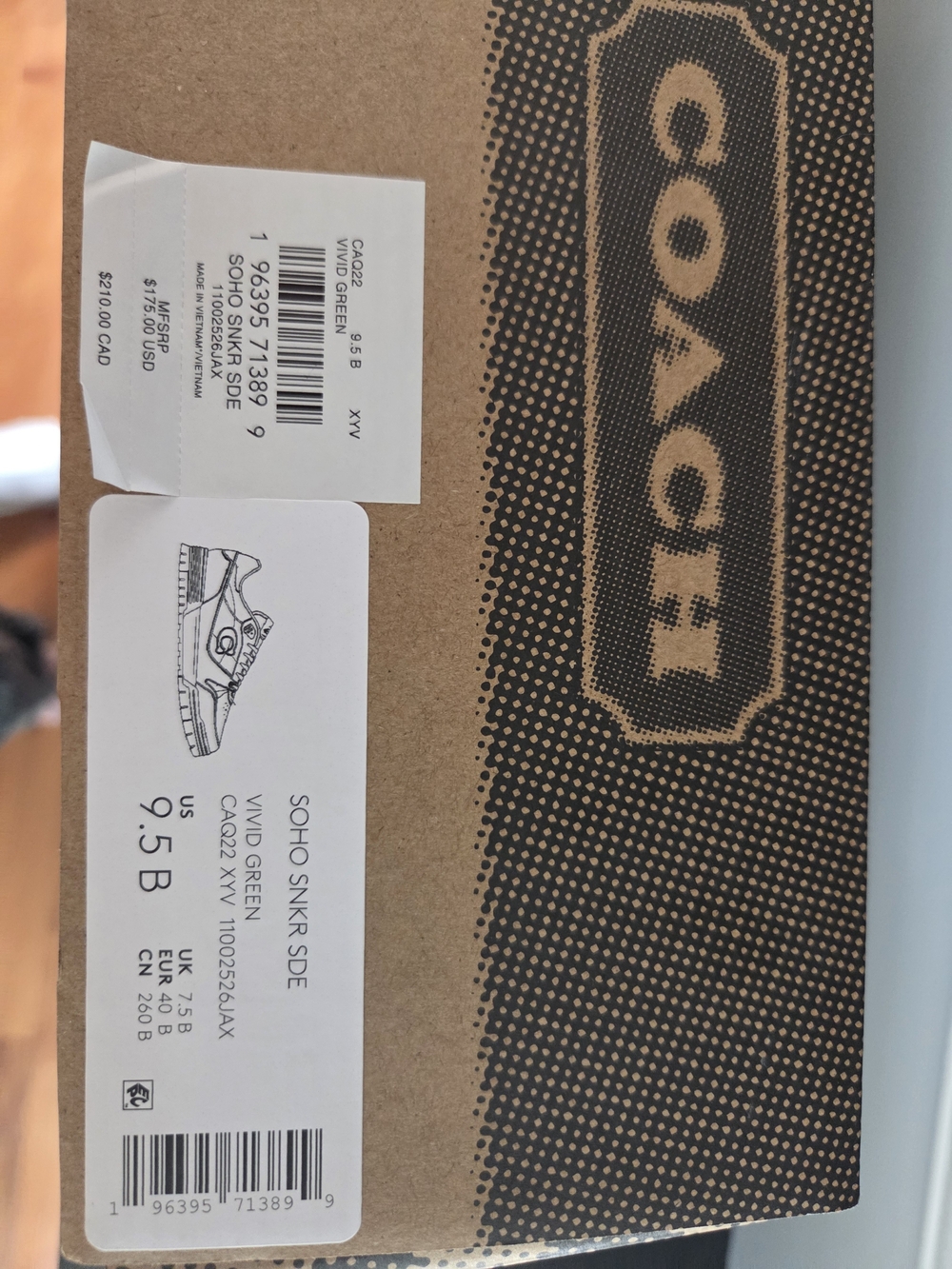 NWT Coach Soho Sneakers Vivid Green Suede Leather 9.5 Never Worn Discontinued - Picture 6 of 6